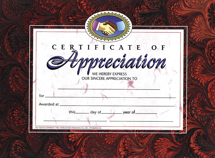 Hayes School Publishing Certificate of Appreciation 1 H VA514 SupplyMe