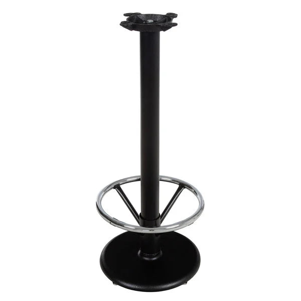 22" Bar Height Round Bottom Table Base With Chrome Foot Rest