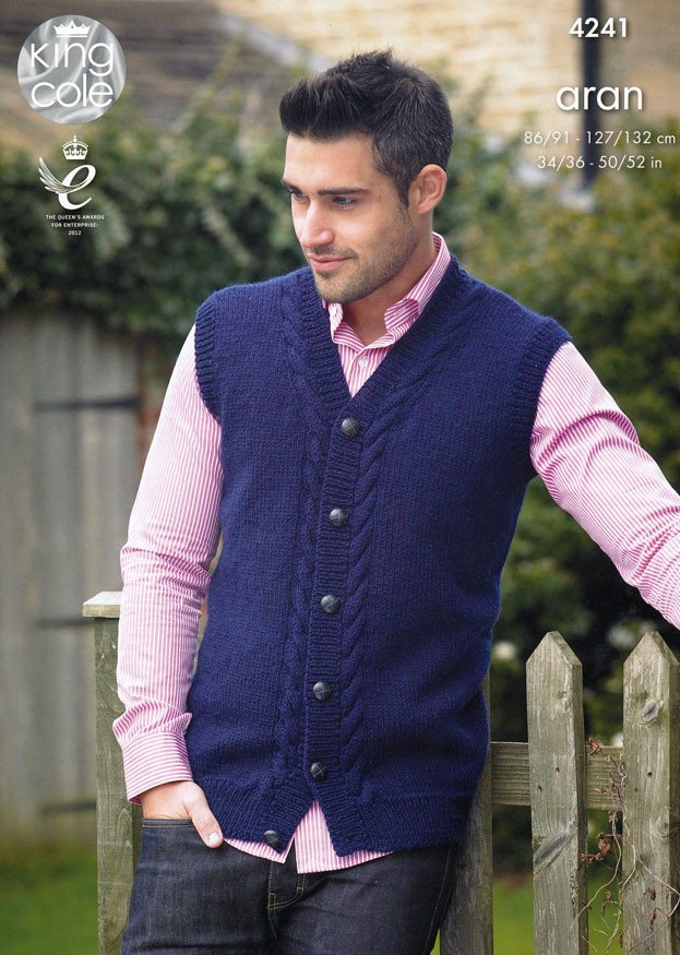 Waistcoat and Sweater in King Cole Fashion Aran (4241) – Deramores