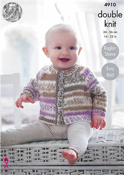 Moss Stitch Baby Raglan Cardigans and Sweater in King Cole Cherished ...