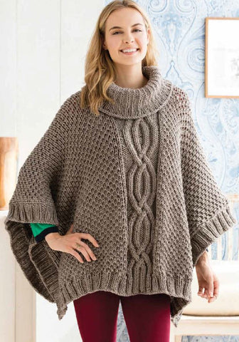 Buy Cabled Poncho In Deramores Studio Chunky By Amy Micallef