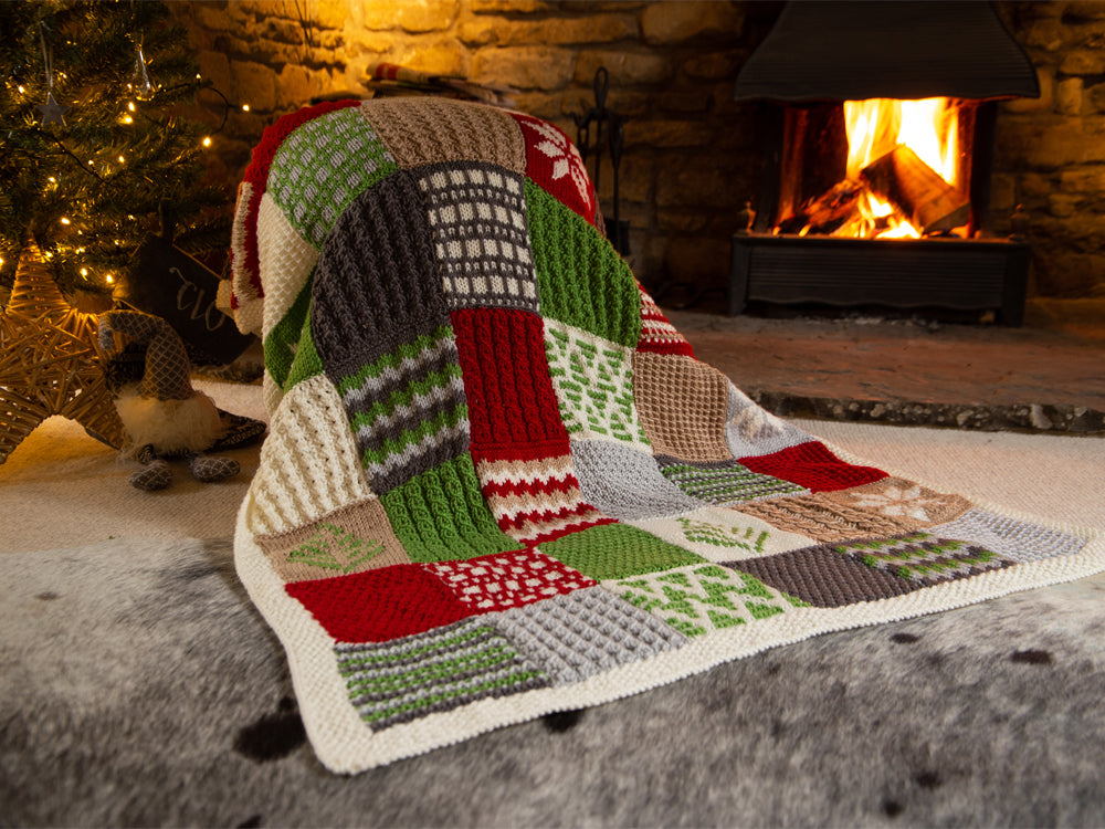 Scandinavian Christmas Winter Knitted Blanket Kit and Pattern in Deram