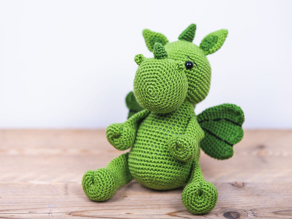 Draco the Dragon Crochet Kit and Pattern in Deramores Yarn