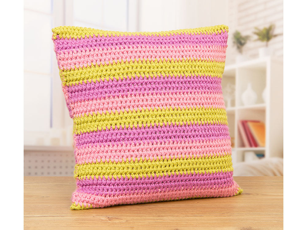 Striped Crocheted Cushions By Jellybean Junction In Deramores Studio Dk