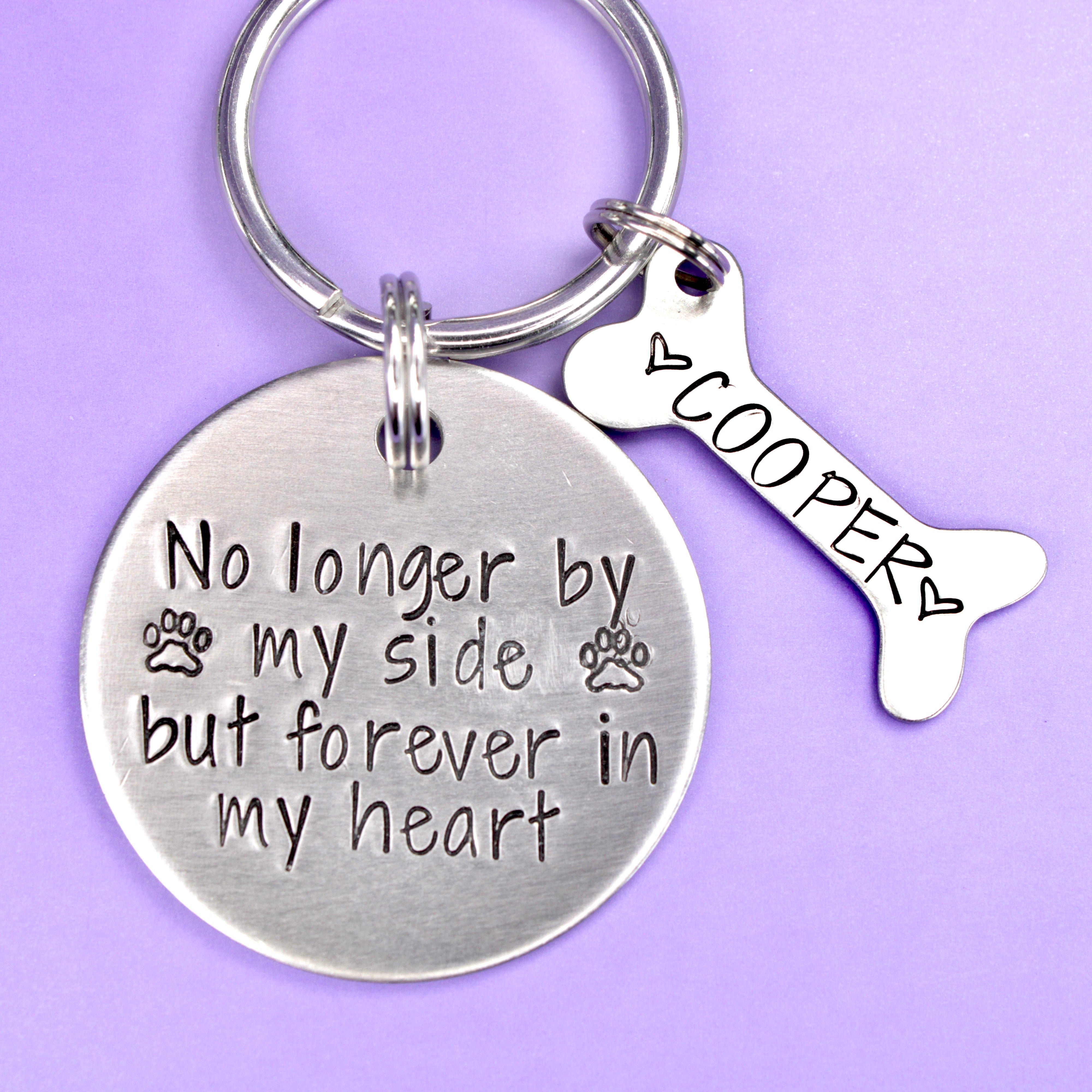 "No longer by my side, but forever in my heart" Stainless Steel keychain - Pet Memorial Keychain