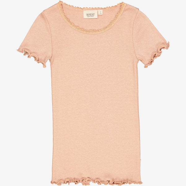Ripp-T-Shirt Lace old rose | Dänische Kindermode | Wheat –