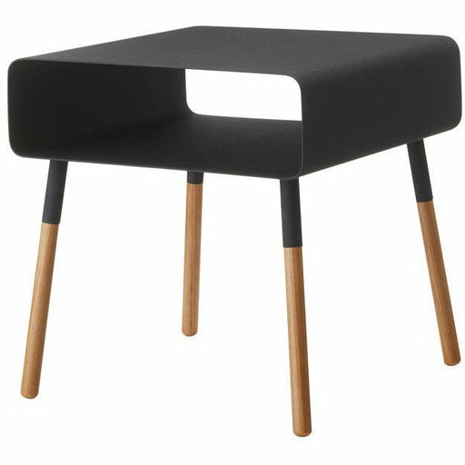 Plain Side Table with Storage - Black/Wood