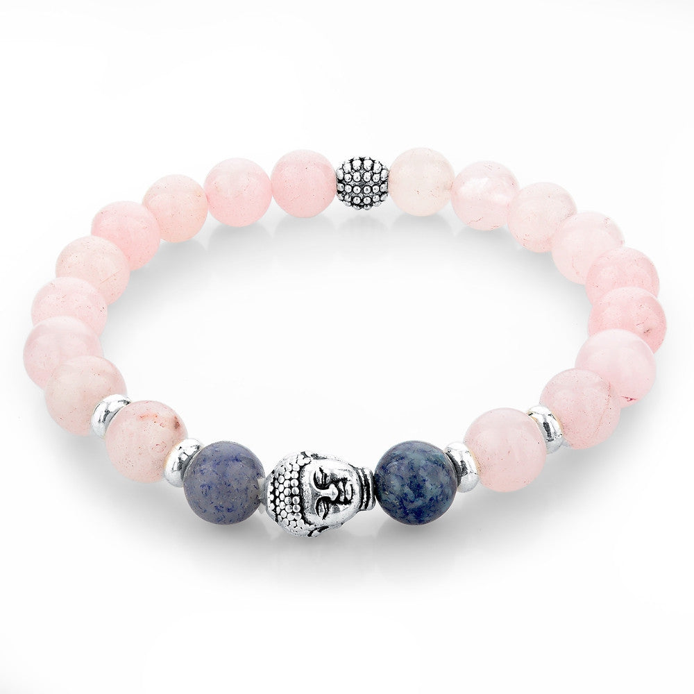 Natural Stone Buddha Bracelet (Translucent Pink)