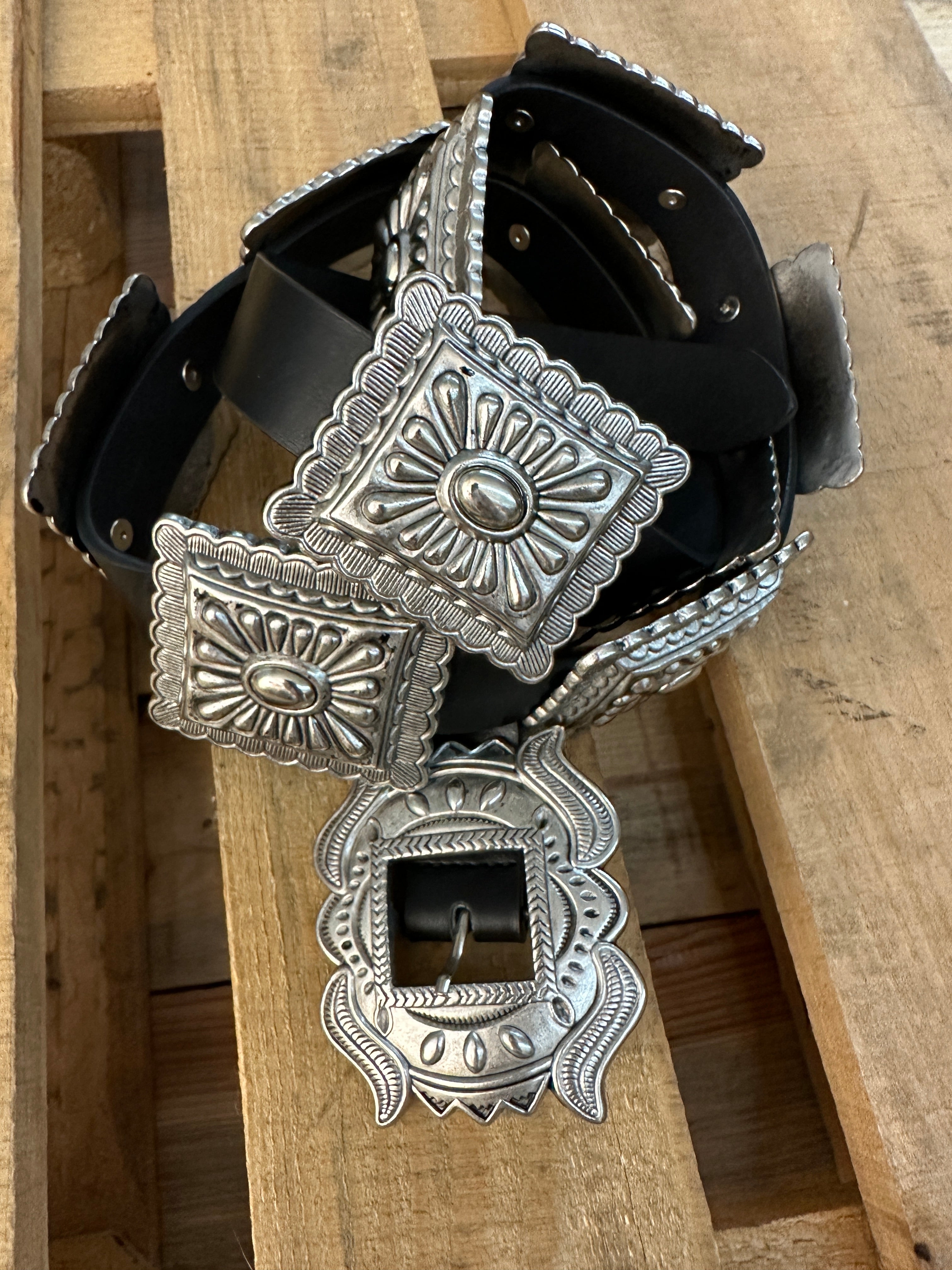 Leather and Silver Concho Belt — Silver in the Cloud