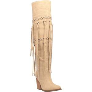 "Ole Witchy Woman" Sand Leather Fringe Boots (DS)
