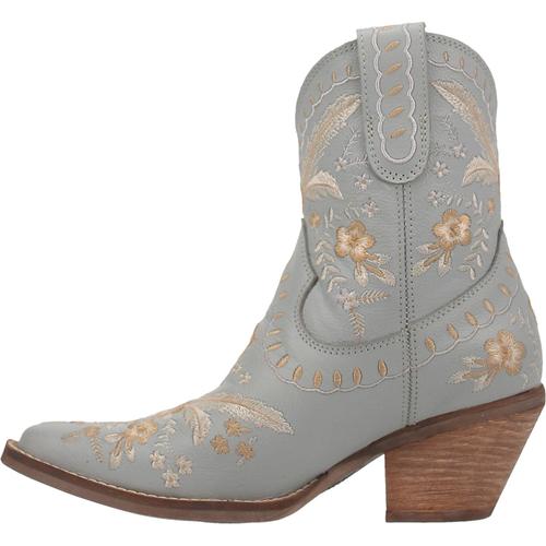 Primrose Blue Leather Boots w/ Stitched Floral Designs (DS) ~ PREORDER ...