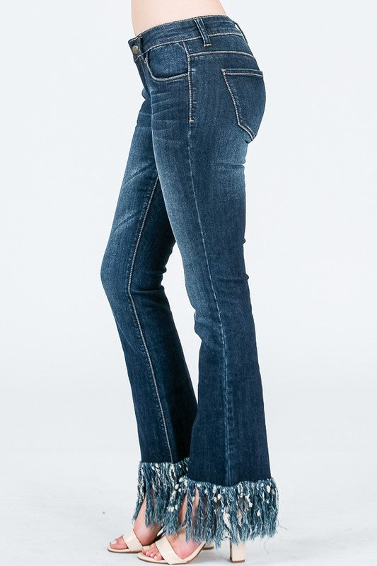 fringe bottom jeans