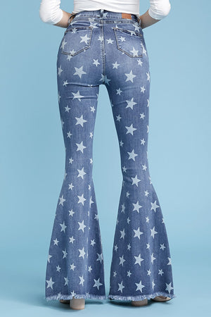 bell bottom jeans with white stars