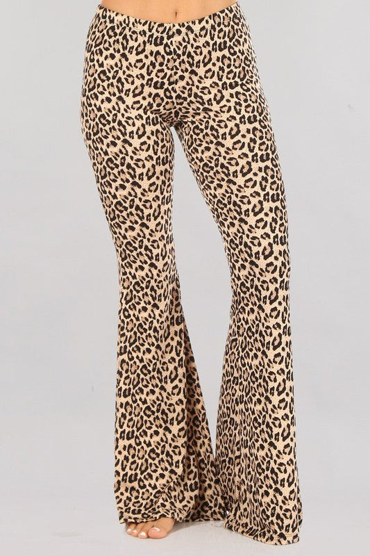 High Waist Leopard Print Flare Leggings - ChicBohoStyle Tiger / L