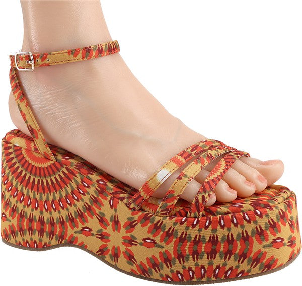 Sanuk Yoga Sling Ella Print Sandals Coral Orange 1020241 Women's