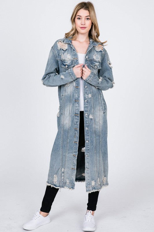 plus size denim duster