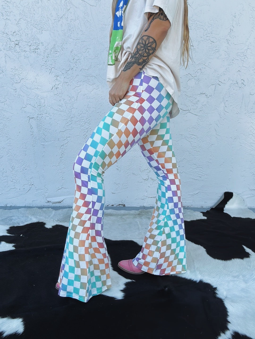 Rainbow Checkerboard Flare Pants – The Feral Market