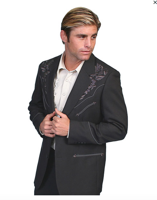 Scully Men's Black Western Blazer with Charcoal Embroidery (DS) - Lil ...