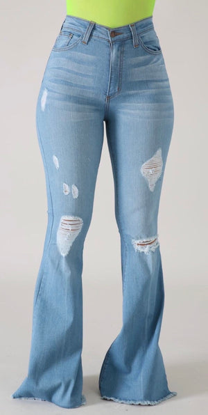 light denim bell bottom jeans