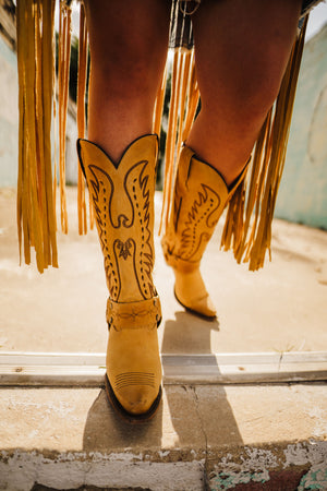 Aanwezigheid Manieren God Vagabond Mustard Leather Snip Toe Cowgirl Boots - Lil Bee's Bohemian