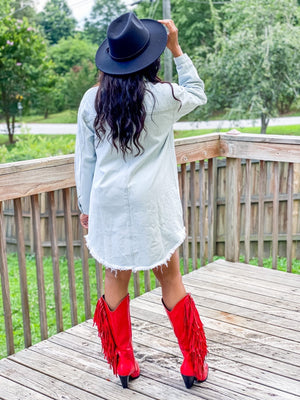 red fringe cowgirl boots