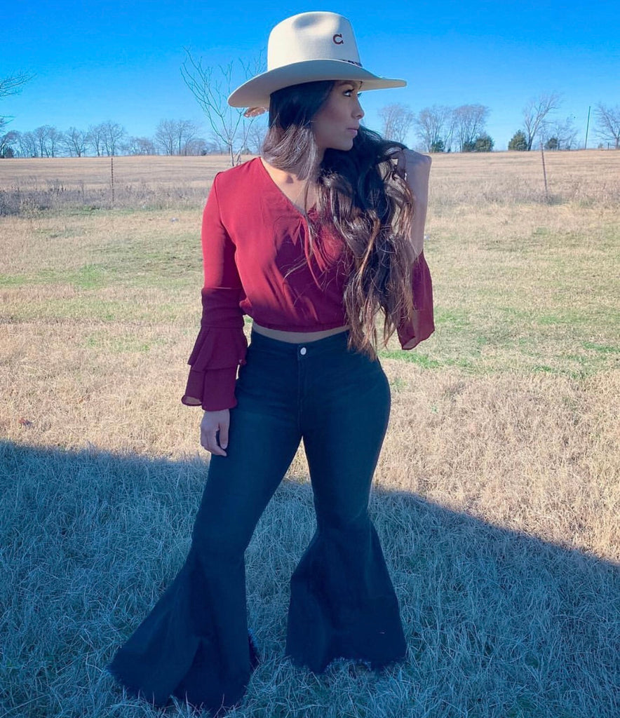 bell bottoms with cowboy boots