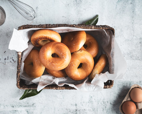 fresh bagels and eggs