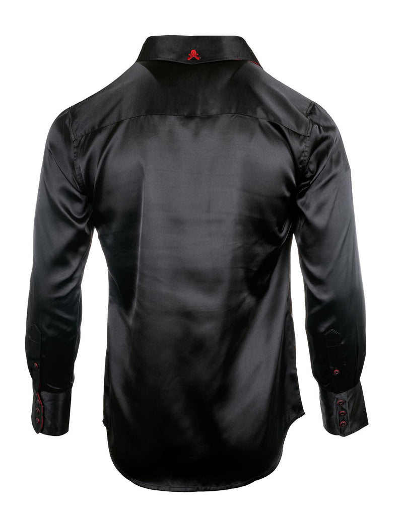 Men's LS Ruffle Fashion Shirt | Johnny B Goode Black Rock Roll n Soul