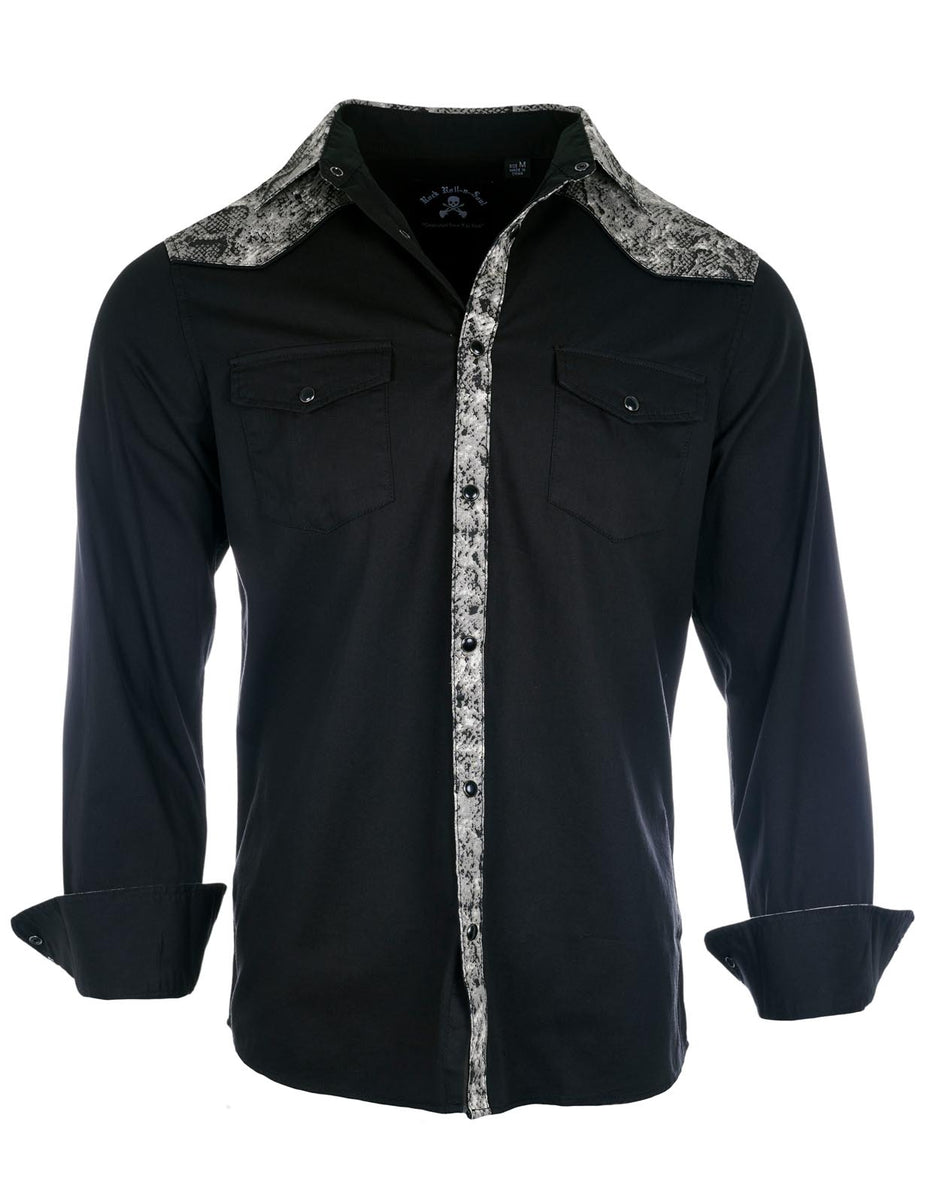 Men's LS Western Inspired Shirt | Roll On in Cream by Rock Roll n Soul