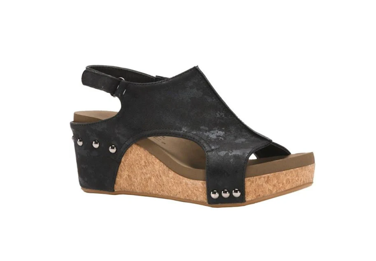 CARLEY WEDGES - BLACK METALLIC | FREE SHIPPING | A. DODSON'S