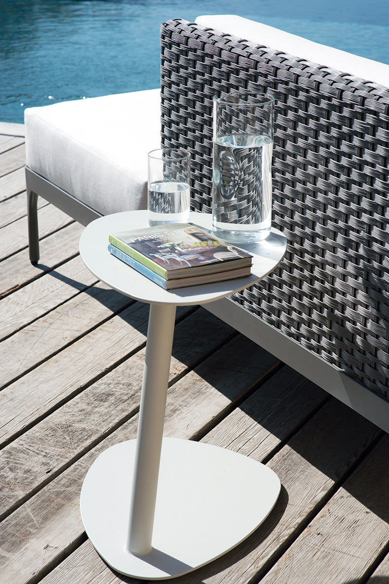 Ethimo Smart Side Table on outdoor pool deck patio