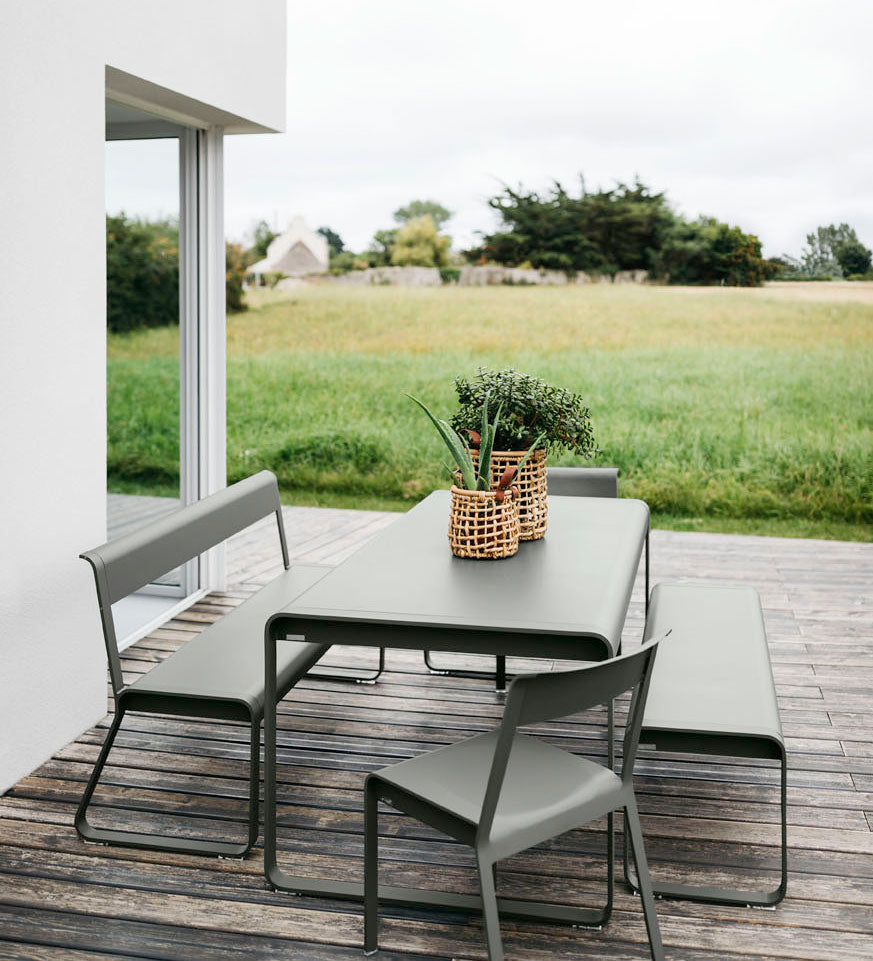 Fermob Bellevie Dining Table and Bench in Rosemary