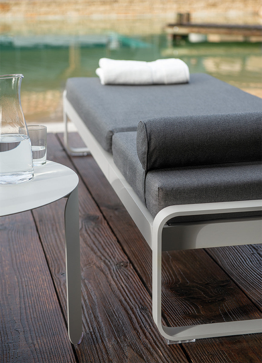 Fermob Bellevie Premium Sunlounger with graphite cushions and attachable headrest