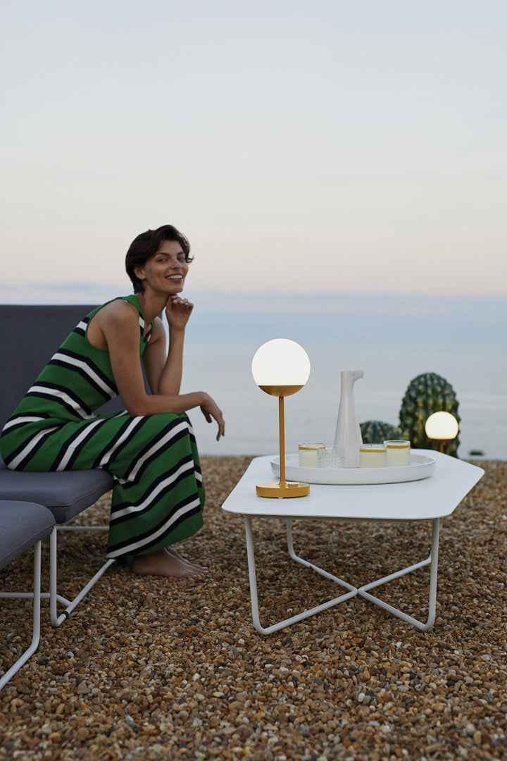 Fermob Ultrasofa Low Table outdoors with Mooon! Lamp
