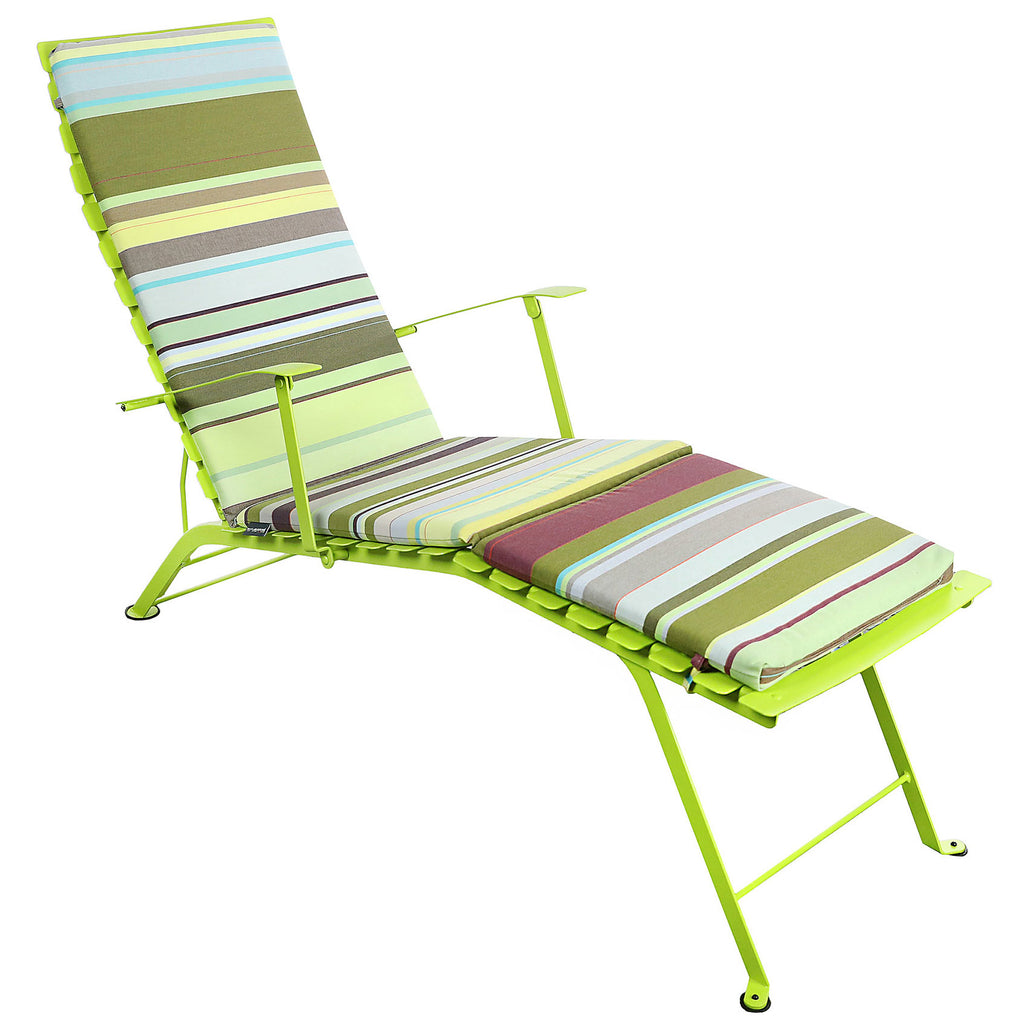 Fermob Bistro Chaise Lounge Sunbrella striped cushion