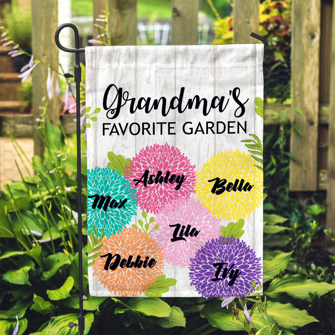 Personalized Garden Flag - Grandma's Favorite Garden - 12" x 18