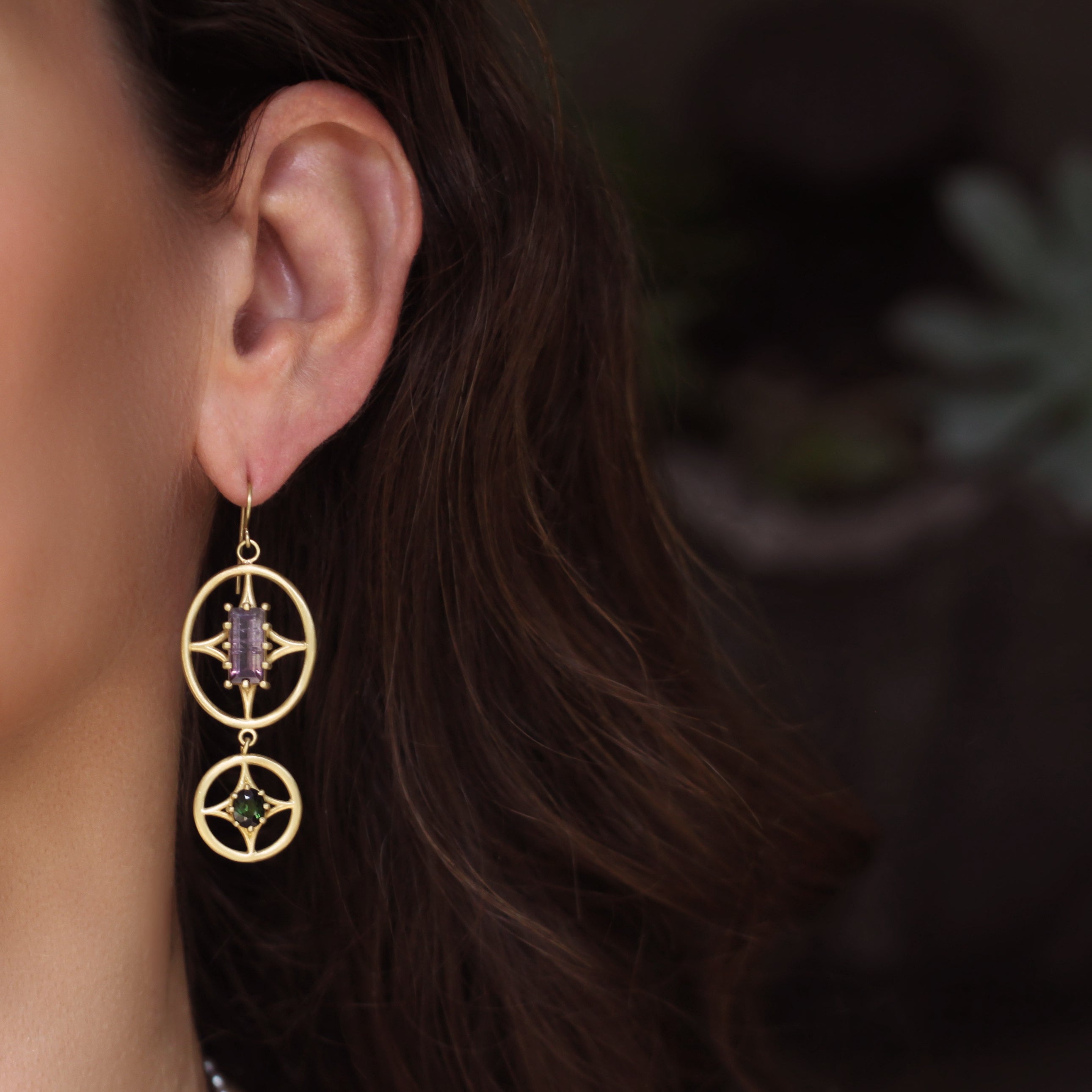 Tourmaline Compass Earrings