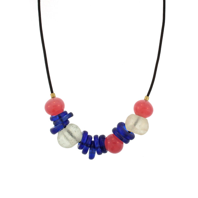 African Cobalt Blue Recycled Glass Bead Necklace – LFrank