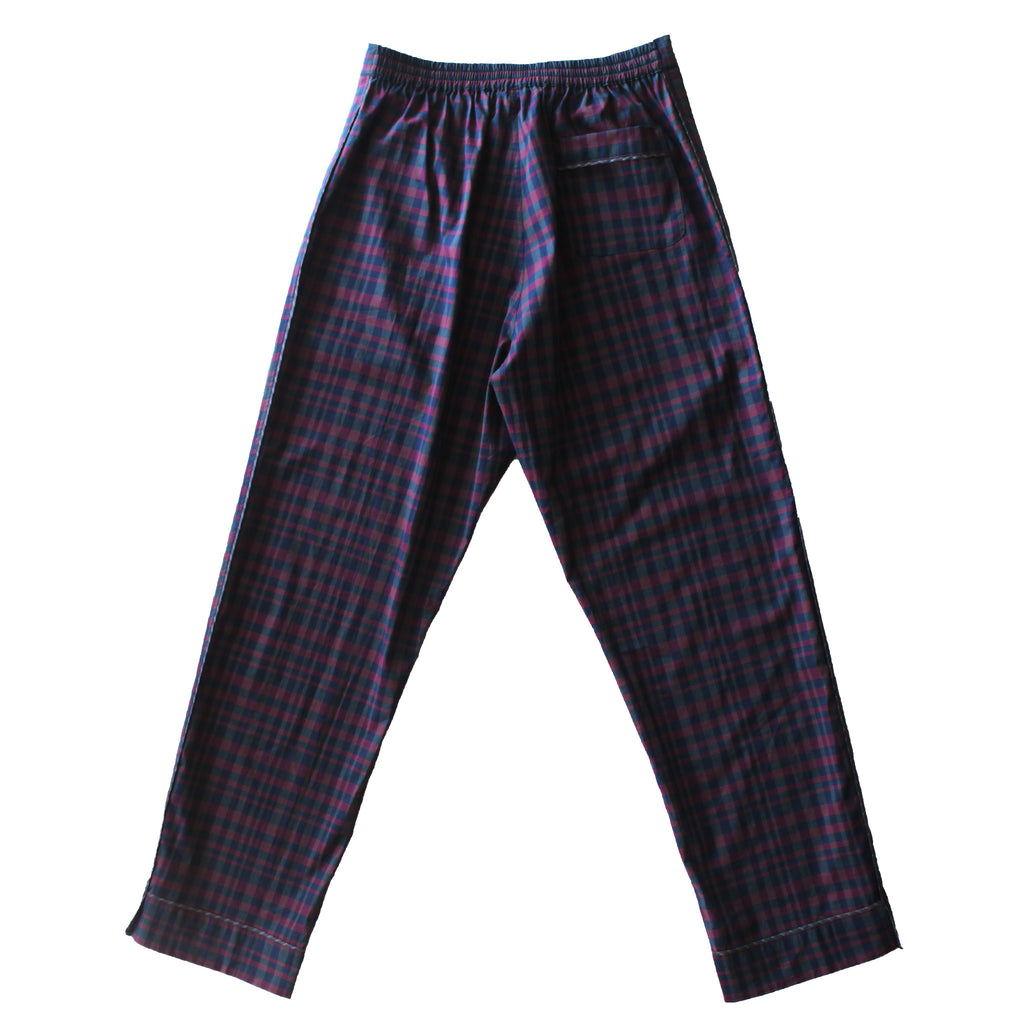 Saturn Pajama Pant in Burgundy and Blue Check Italian Cotton – LFrank
