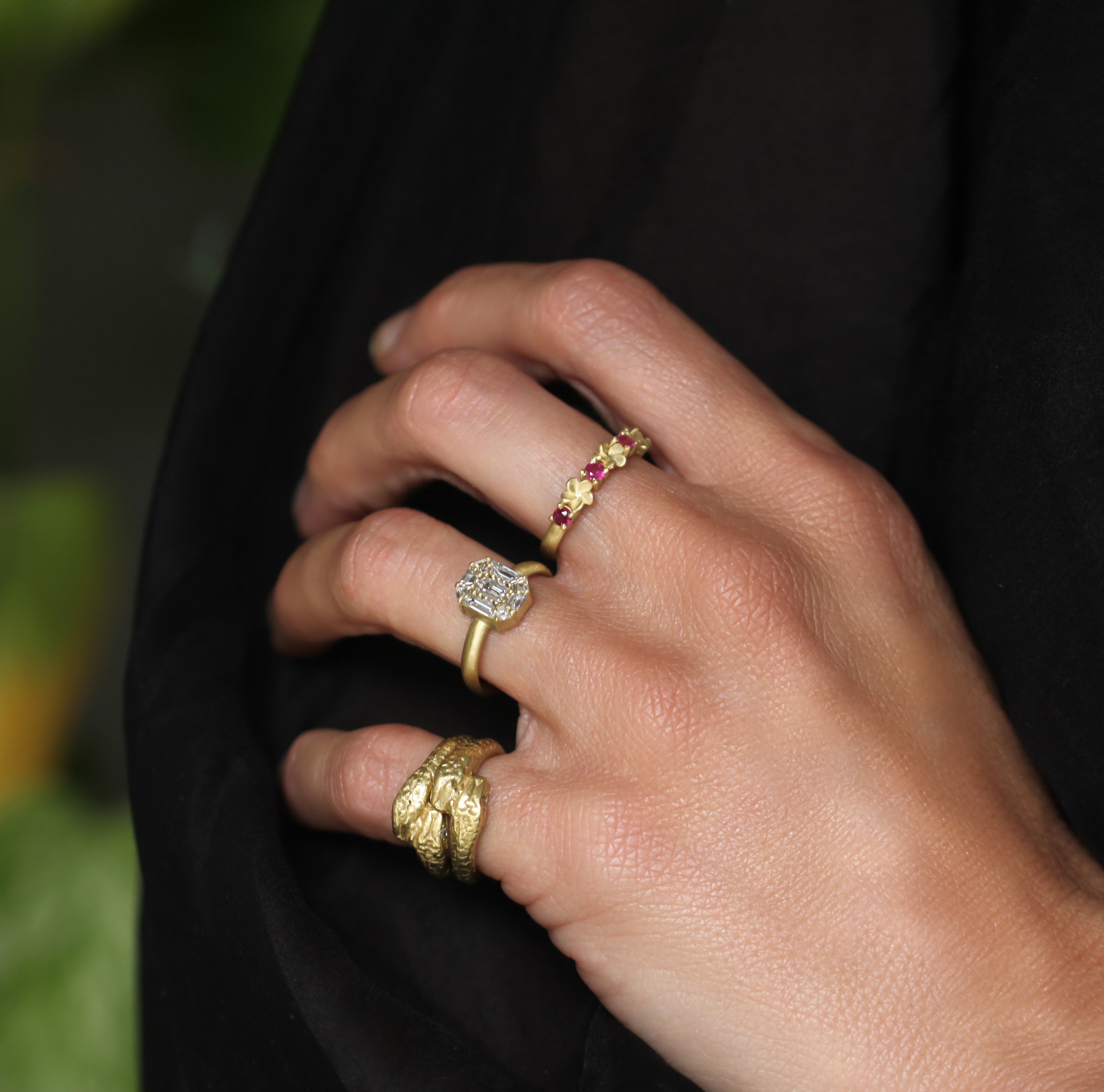 A Plumeria Band with Rubies