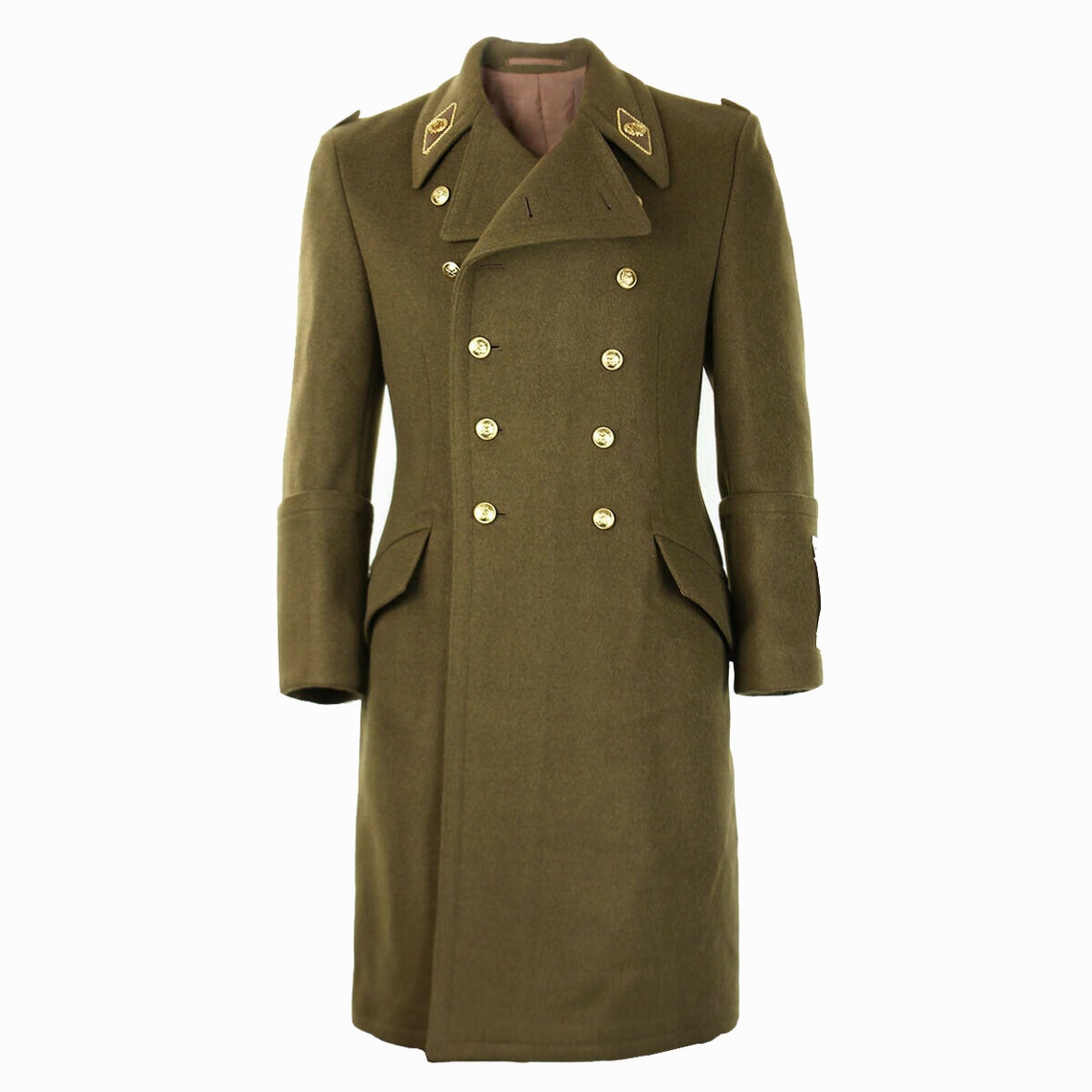 Light Brown Hungarian Army Double Cuffed Overcoat – Top Rank Vintage