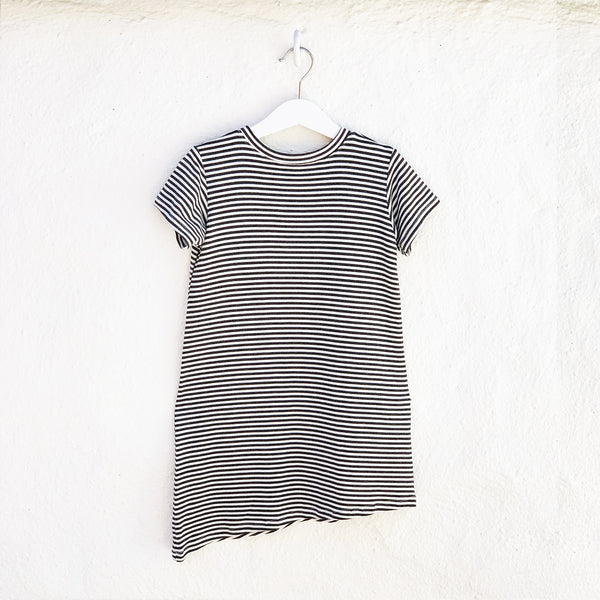 Bash + Sass | Asymmetric T-shirt Dress - Black + White Stripes – Bash+Sass