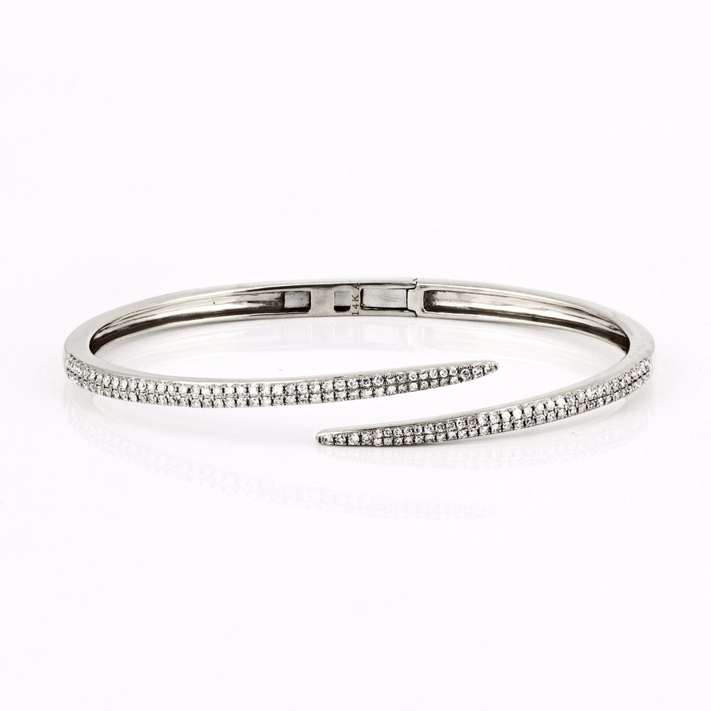 0.91ct Pavé Diamonds in 14K Gold Spike Bangle Cuff Bracelet - 6.5 ...