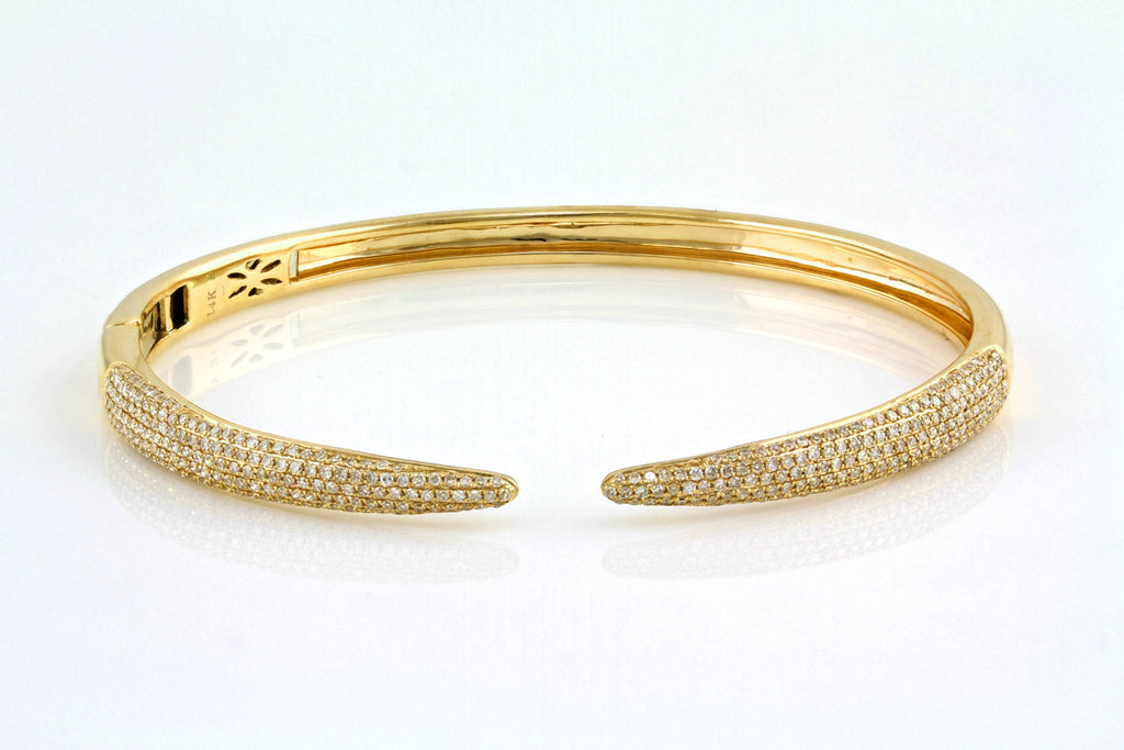 0.99ct Pavé Diamonds in 14K Gold Single Claw Bangle Cuff Bracelet - 6 ...