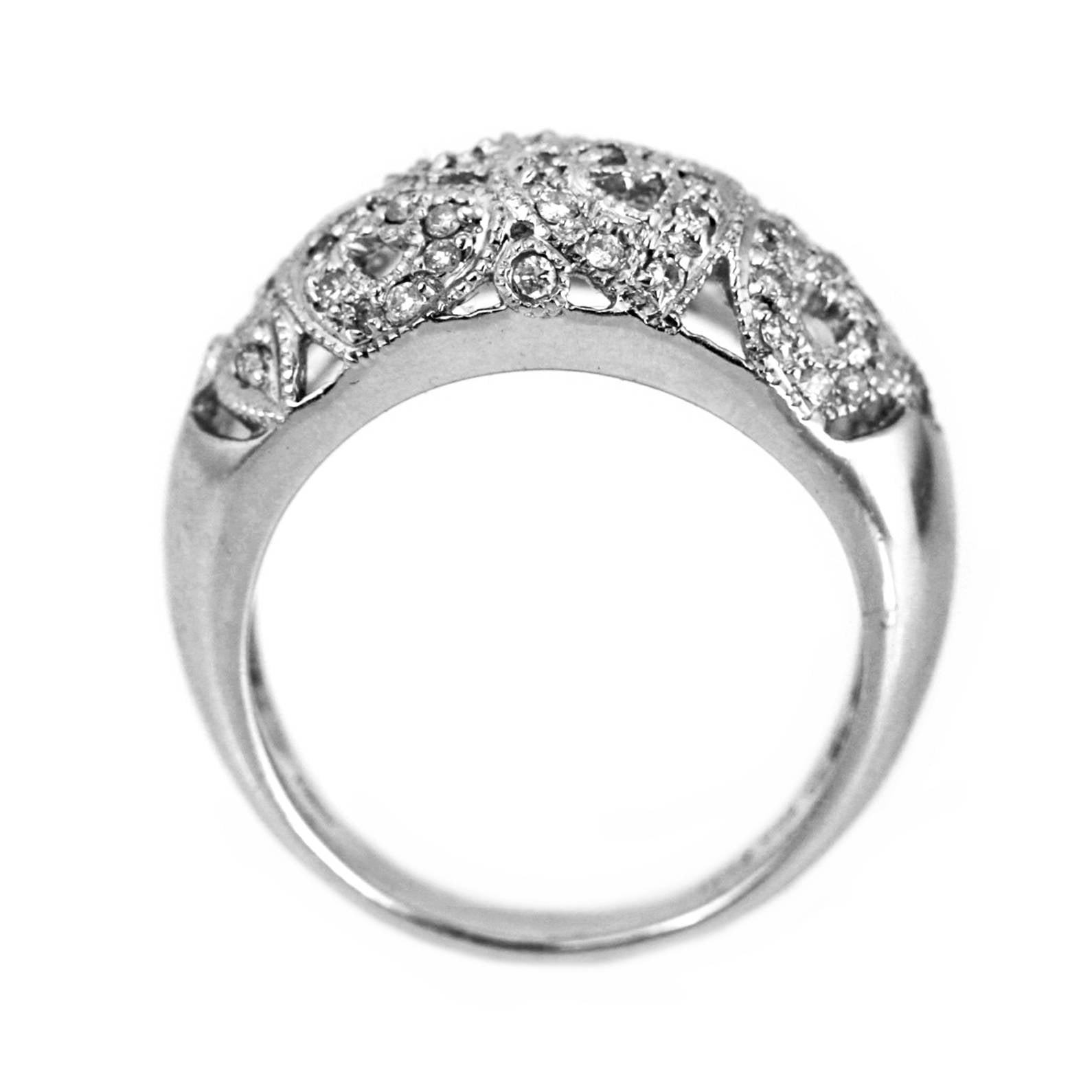 0.25ct Round Diamonds in 14K White Gold Heart Filigree Anniversary Ring