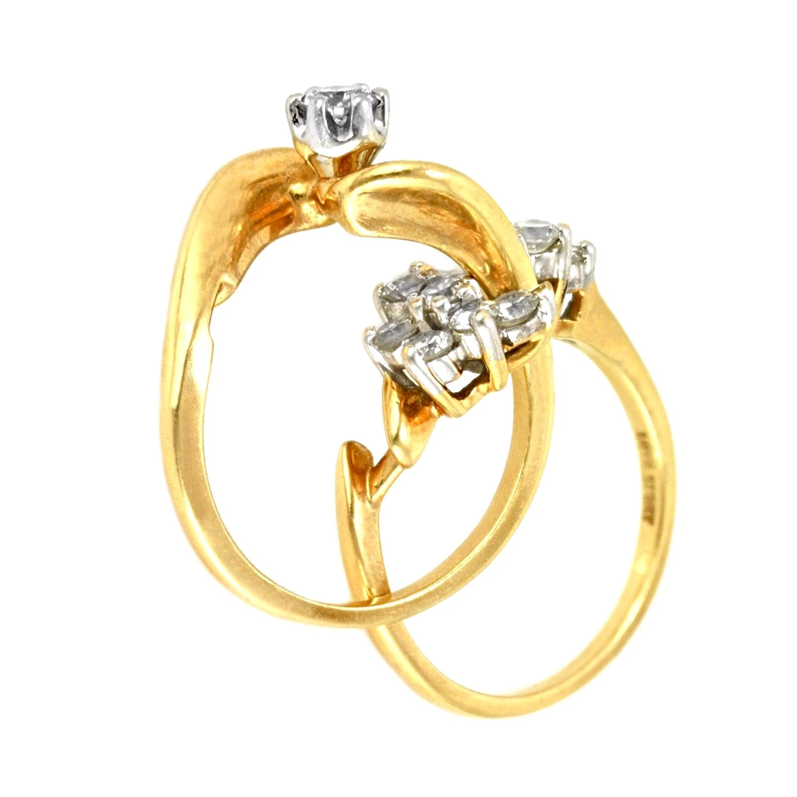 1.00ct Round Diamonds in 14K Yellow Gold Engagement Wedding Ring Set