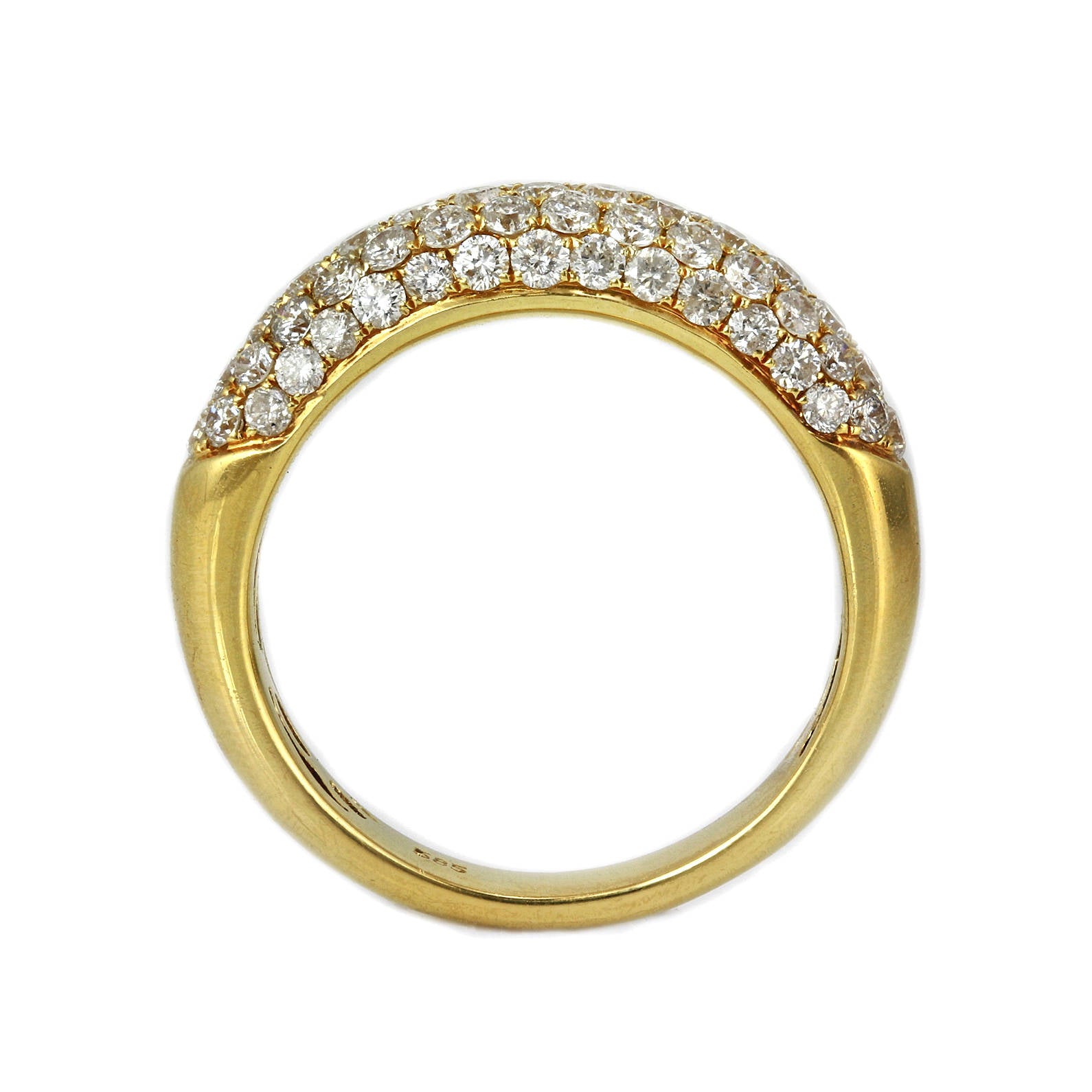 1.31ct Pav  Round Diamonds in 14K Yellow Gold Wedding Band Ring