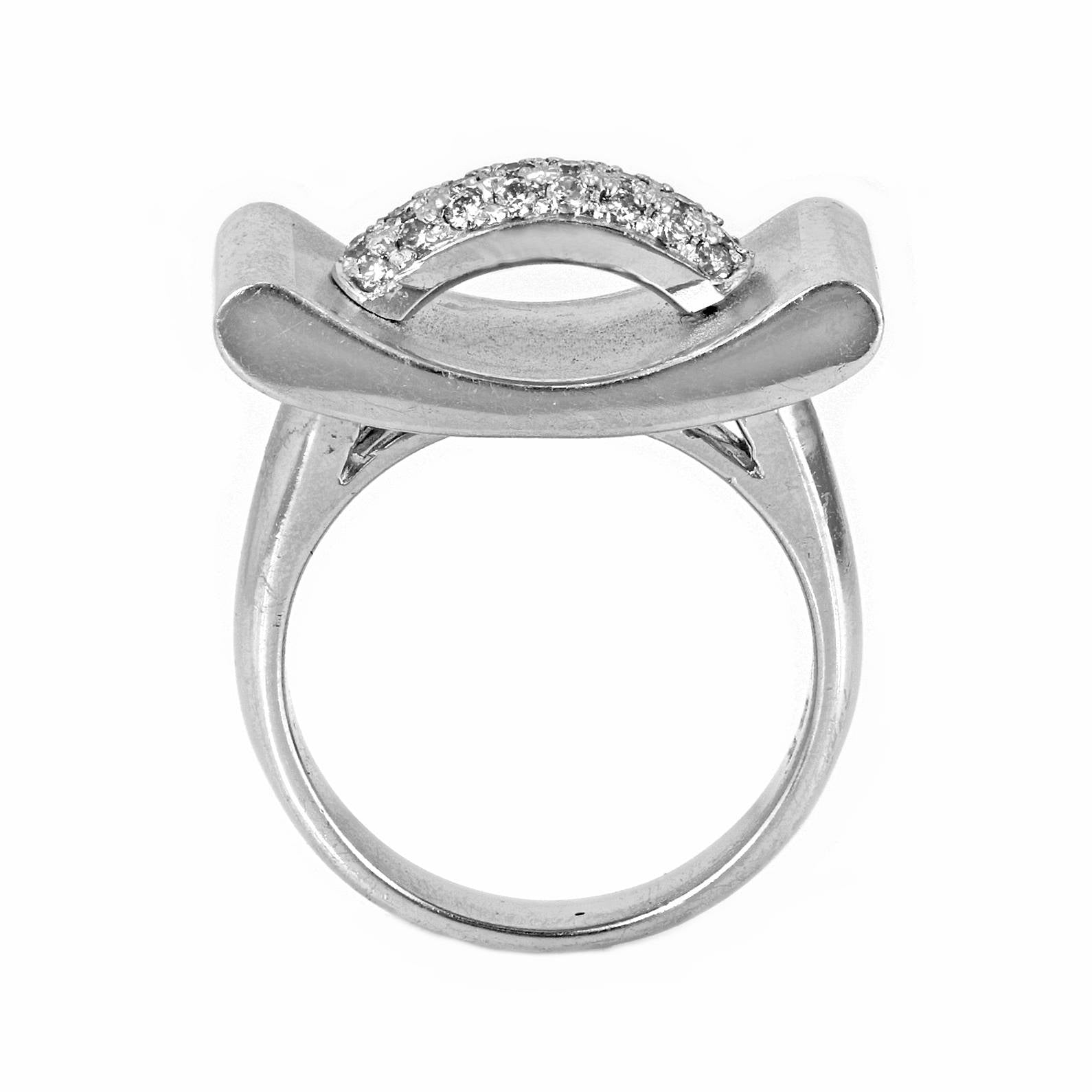 0.20ct Micro Pav  Round Diamonds in 14K White Gold Modern Cocktail Ring