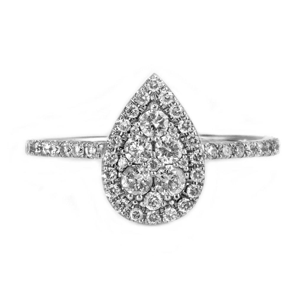 0.90ct Diamond in 14K White Gold Tear-Drop Engagement Ring – Emanuel ...