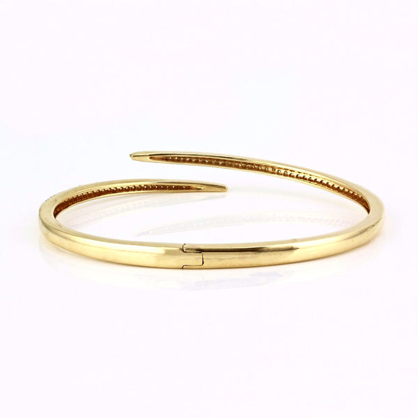 0.91ct Pavé Diamonds in 14K Gold Spike Bangle Cuff Bracelet - 6.5 ...